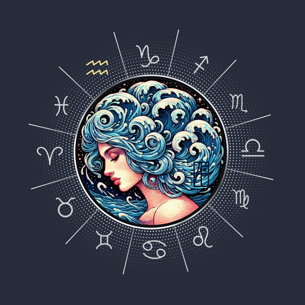 ZODIAC Aquarius - Astrological AQUARIUS - AQUARIUS - ZODIAC sign - Van Gogh style - 5 by ArtProjectShop