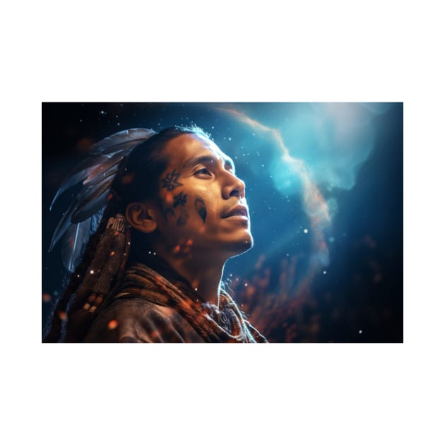 Native Indian Warrior Spirit Fantastic Cosmic Magical by Cubebox