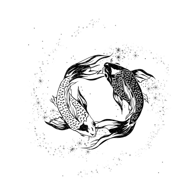 Koi Fish Celestial illustration with stars, galaxy by MugDesignStore