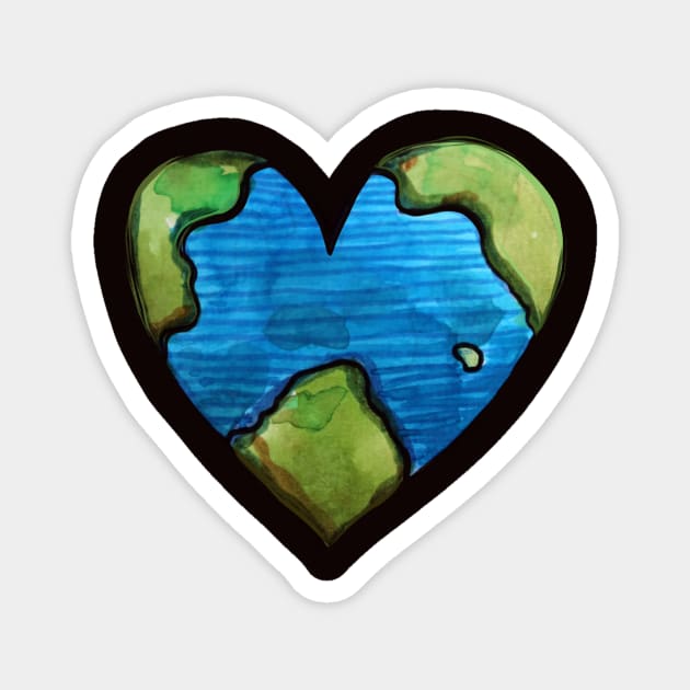 Watercolor Earth Love Heart Magnet by bubbsnugg