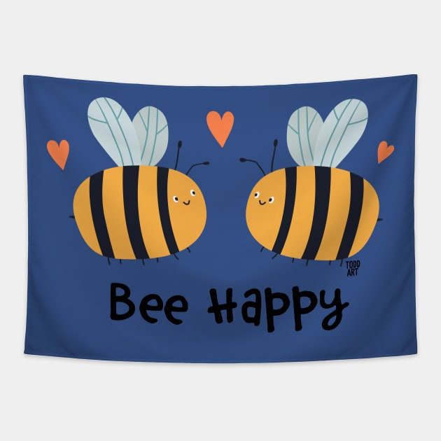 bee happy Tapestry by toddgoldmanart