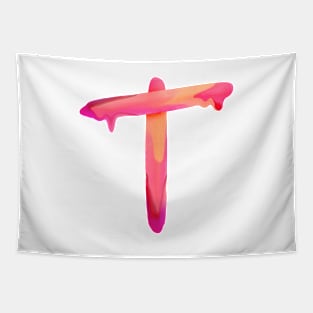 Letter T In Vibrant Watercolor Tapestry