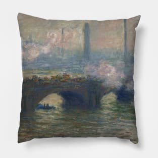 Waterloo Bridge, Gray Day by Claude Monet Pillow