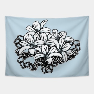 Flowers and Chains black and white Tapestry