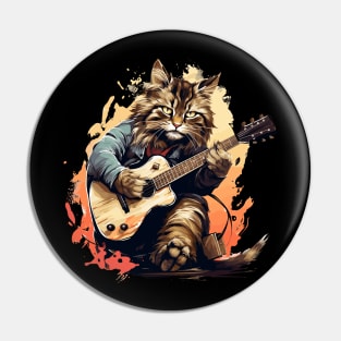 Maine Coon Cat Playing Guitar Pin