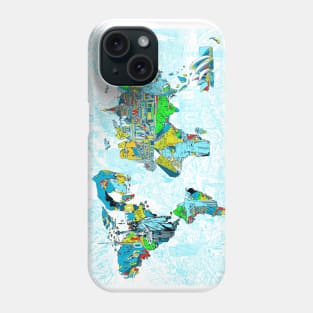 world map landmarks Phone Case