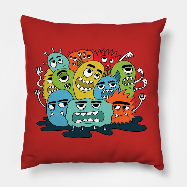 grumpy monsters Pillow by UniqueDesignsCo