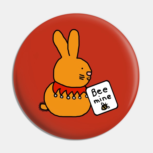 Funny Bunny Rabbit says Bee Mine this Valentines Day Pin by ellenhenryart