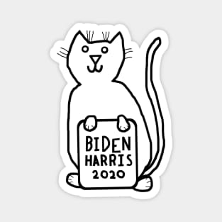 Cute Cat with Biden Harris Sign Outline Magnet