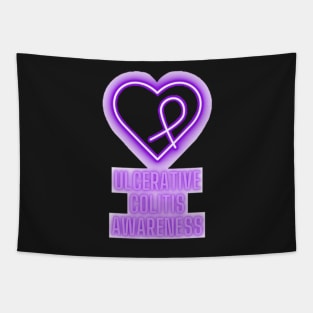 Neon Purple Ulcerative Colitis Awareness Tapestry