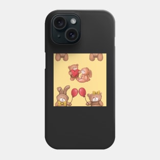 Teddy and Bunny lovely yellow Phone Case