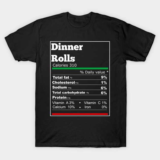 Dinner Rolls Nutrition Thanksgiving Costume Food Christmas T-Shirt Dinner Rolls Nutrition Thanksgiving Costume Food Christmas T-Shirt