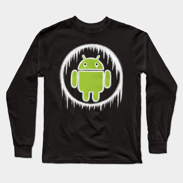 Android Logo Digital Painting Emo Sketch White Outline With Color Android Long Sleeve T Shirt Teepublic