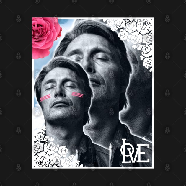 Mads Mikkelsen Sky and Roses Love Collage by OrionLodubyal