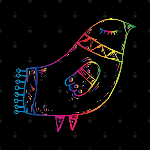 Cute Bird Colorful Line Art by CoolFactorMerch