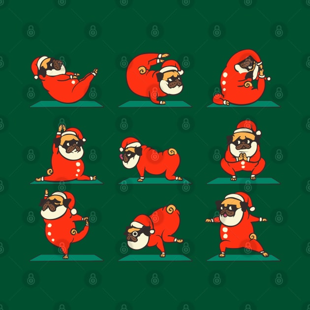 Santa Pug Yoga by huebucket