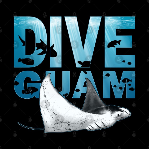 Giant Manta Ray Guam Diving by NicGrayTees