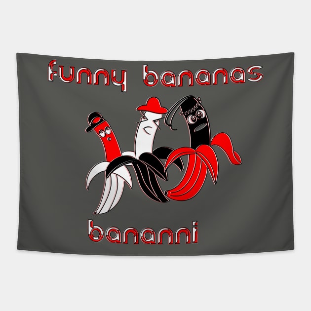 funny bananas Bananni Fruit Humor Cartoon Comedy Silly Tapestry by 4rpixs