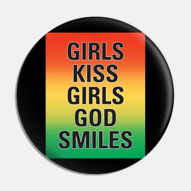 Vintage Girls Kiss Girls God Smiles Rainbow Aesthetic Streetwear Pin by dewinpal