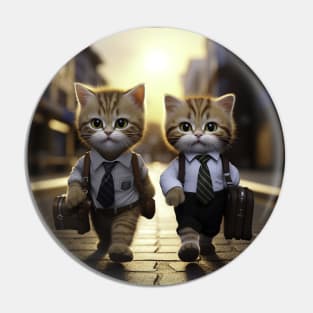 two business cats walking on the street Pin