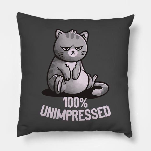 100% Unimpressed Cute Funny Cat Gift Pillow by eduely