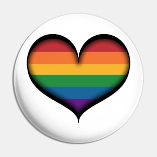 Large Vector Heart in LGBTQ Rainbow Pride Flag Colors Pin