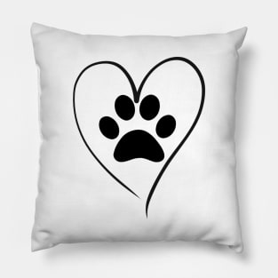 Women cute paw print heart design dog cat lover pet tee Pillow