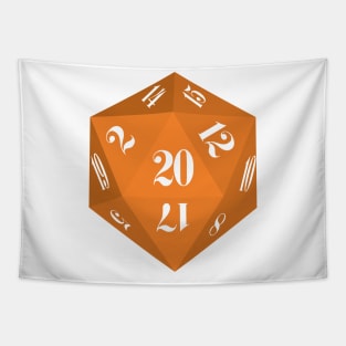 Orange 20-Sided Dice Design Tapestry