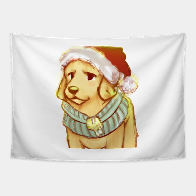 Cute Golden Retriever Drawing Tapestry by Play Zoo