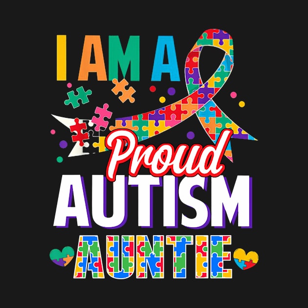 I Am A Proud Autism Auntie Autism Awareness Ribbon by Red and Black Floral