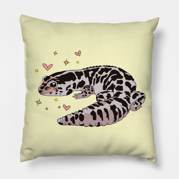 Kawaii African Fat Tailed Gecko Pillow by ziafrazier