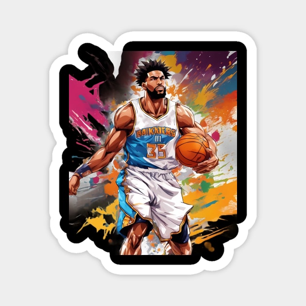 basketball drawing Magnet by animegirlnft