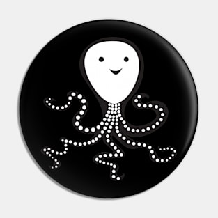 Gothic Skeletal Happy Octopus Pin