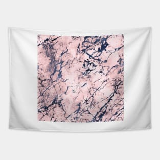 Navy Blue and Pink Marble Tapestry