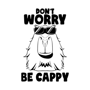 Don't Worry be Cappy Funny Capybara Face Rodent Capybaras T-Shirt