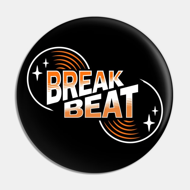 BREAKBEAT  - Retro Vinyl (Orange) Pin by DISCOTHREADZ 