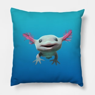 Axolot Smiling Swimming in Caribbean Blue Water Pillow