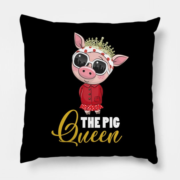 The Pig Queen Pillow by TeeSky