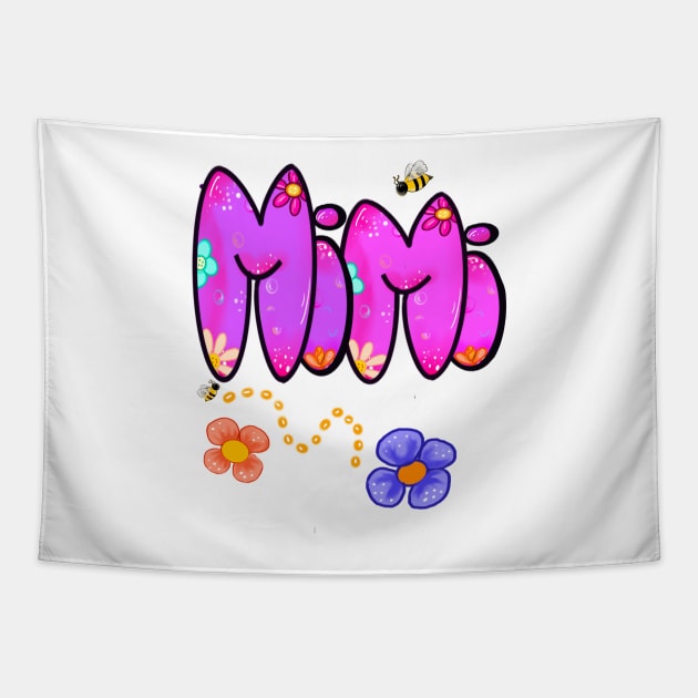 Mimi Top 10 best personalised gifts - Mimi - personalised,personalized custom name with flowers Tapestry by Artonmytee