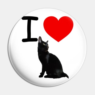 I HEART BLACK CAT Pin