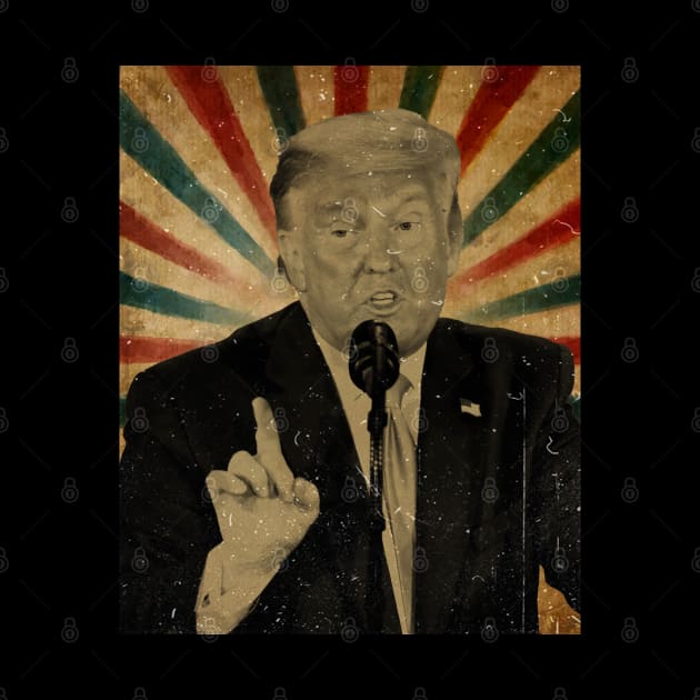 Wanted President Donald Trump // Photo Vintage Retro Look Fan Design by Janji Joni