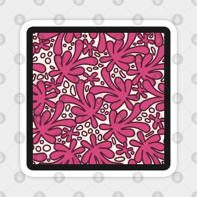 Modern abstract Matisse inspired design in beautiful dusky pink and burgundy on a off white background Magnet by FrancesPoff