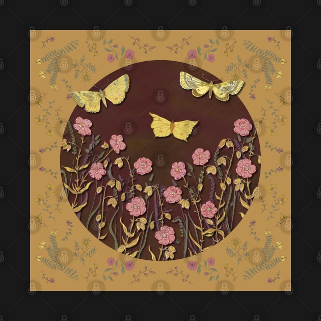 Butterflies & Blooms - Gold by lottibrown