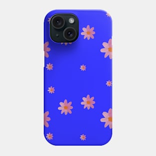 Light to Darker Pink Flowers in Blue Phone Case