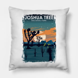 Joshua Tree National Park at Night Vintage Minimal Travel Poster Pillow