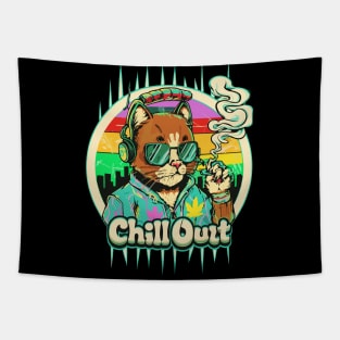 Chill Out: Hip Hop Cat Art Piece Tapestry