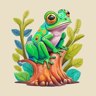 Contemplating Frog on a Stump T-Shirt