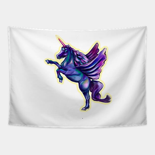 Unicorn  with light halo - sparkly, glittery, magical, winged unicorn Tapestry by Artonmytee