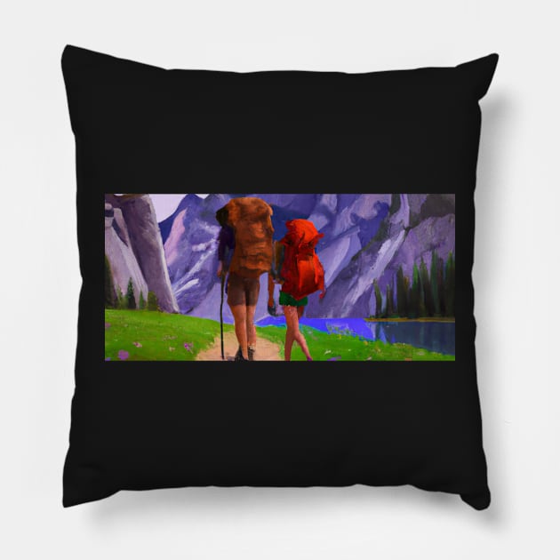 Hiking Yosemite Cap Pillow by JohnCorney