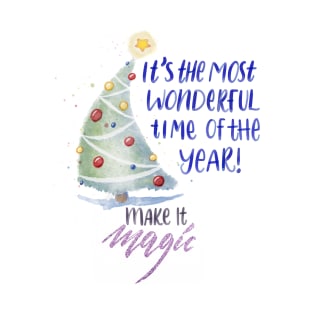 Make Christmas Magic! Watercolour Christmas Tree Design T-Shirt